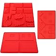 jojofuny 3pcs Silicone Christmas Baking Mold 3D House Christmas Tree Snowman Gingerbread Man Cake Mold for Mousse Cake Muffin Baking Chocolate Red