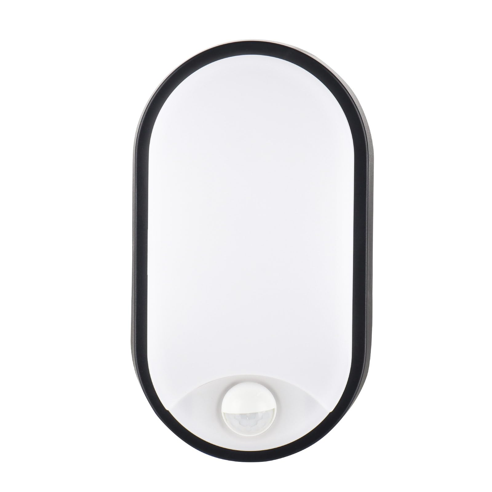 M EGA MEGACUBE 18W LED 4000K IP65 Flush Wall Mounted PIR Sensor Oval Bulkhead Light Fixture for Outdoor, Garden, Shed, Porch, Garage, Workshop, Patio, Hallway, Corridor, Workshop etc -Black
