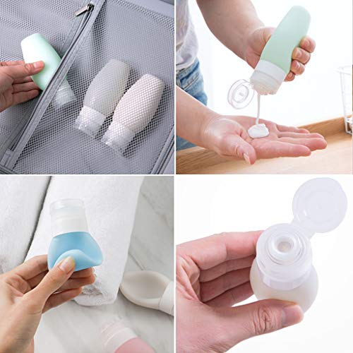 image for Travel Bottles - Uervoton 10pcs Leakproof Silicone Refillable Travel C