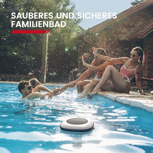 Enhulk Solar Pool Ionizer, Upgraded Floating Cleaner - Cleans Pools up to 170,000 Litres, Ideal for Above Ground Pools, Built-In Pools, Spas and Hot Tubs (Blue)