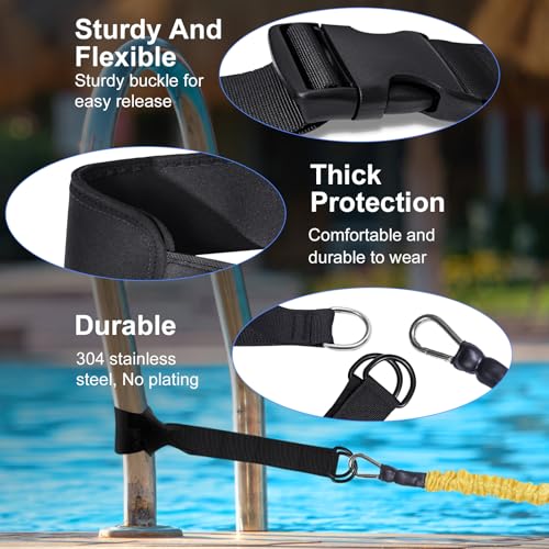 Swimming Belt for Pool, Swimming Aid Adult Pool, Swimming Belt Pool Adults, Swimming Resistance Belt with 2.5-7.5 m Adjustable Swimming Rope for Any Swimming Pool Without Countercurrent System