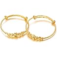 Ethlyn 2Pcs/Lot Kids Jewelry Gold Plated Adjustable Beads Bracelet Bangle Birthday Christmas Gifts for Girls 4years old