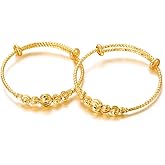 Ethlyn 2Pcs/Lot Kids Jewelry Gold Plated Adjustable Beads Bracelet Bangle Birthday Christmas Gifts for Girls 4years old