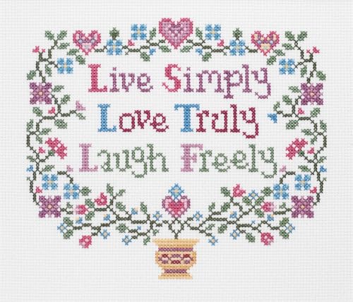 Janlynn Live, Love, Laugh Kreuzstich-Set, 20,3 x 17,8 cm, 14 Stück