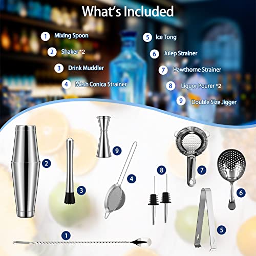 Cocktail Shaker Koviti 12 Piece Bartender Kit Stainless Steel