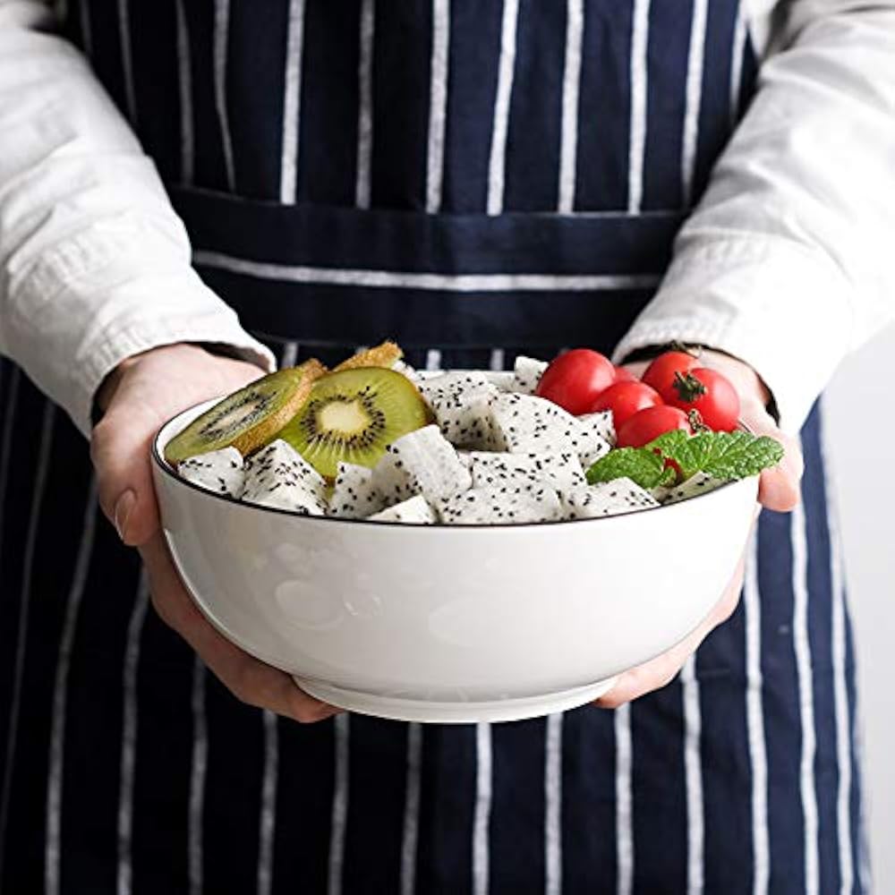 Salad Bowls Bowl Soup 3Pack60 Ounce Big Stackable Round White Fine Porcelain eBay