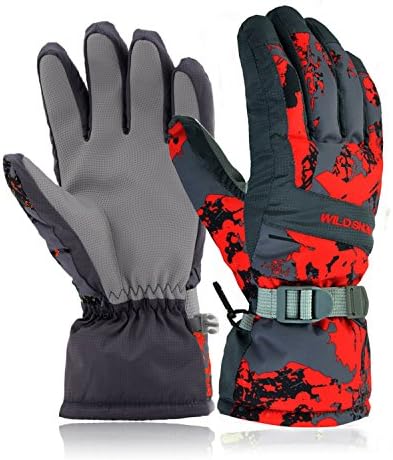 365invent Ski Gloves Waterproof Windproof Glove Winter Gloves Biking Gloves Ski Snowboard Gloves Winter Thermal Warm Snow Skiing Snowboarding Snowmobile Gloves for Men Women (Black-Red, L)
