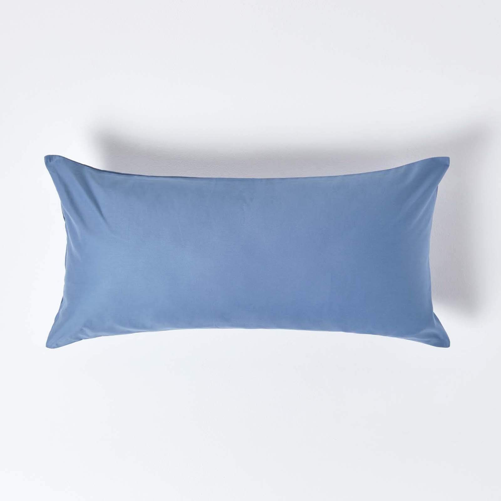 HOMESCAPES 1000 Thread Count Egyptian Cotton Blue 40 x 80 cm Pillowcase Euro Size Luxury Pillow Case