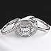 UOKOHO 3 Piece S925 Silver Engagement Rings Set Princess Cut Synthetic Diamond Halo Infinity Wedding Bridal Ring Band for Women Size 8