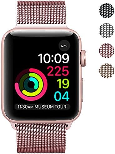for Apple Watch Band 38mm, Stainless Steel Mesh Milanese Loop with Adjustable Magnetic Closure Replacement iWatch Band for Watch Series 3 2 1, Rose Gold