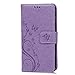 YOKIRIN Case for LG K8 Case, Flip Wallet Cover, Embossed Floral Butterfly ID&Credit Card Holder Folio Case for LG K8 2017, Purple