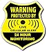(5 Pack) Combination Pack of 24 Hour Monitoring - This Vehicle Protected by GPS Tracking Warning Signs - Decal Self Adhesive Sticker Vinyl Decal — UV Resistent