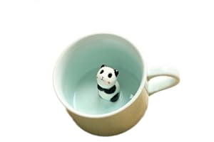 ZaH 3D Mug Animal Inside Cup Cartoon Ceramics Figurine Teacup for Boys Girls Kids Women Men Coffee Mug (8 oz Panda)