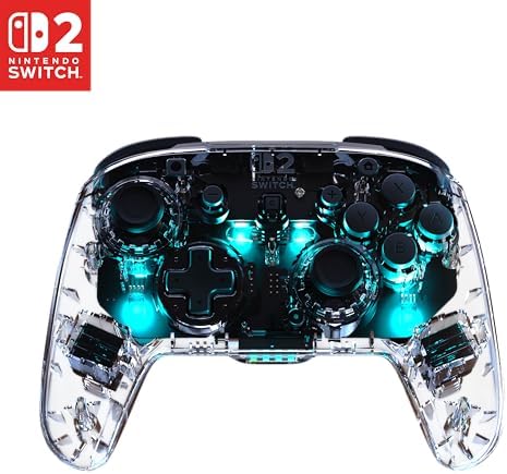 Afterglow Clear Mando de juego RGB inalámbrico para Nintendo Switch 2