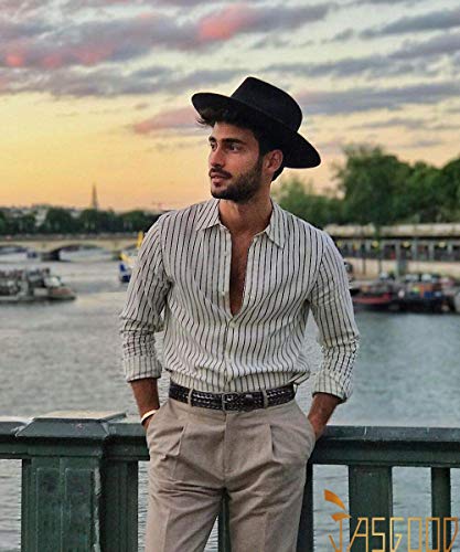 JasGood Men\'s Fashion Vintage Perforated Casual Braid-Weave Belt With Classic Buckle Black,35\