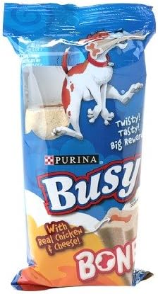 Twisty! Tasty! Big Reward! Dog Treat 7 oz Small/Medium with Real Chicken &amp; Cheese 2-Pack By Busy Bone (Pack of 3)