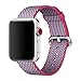Emmabin Band for Apple Watch , Woven Nylon Berry Check With Pink Sand Silicone (2 packs) for Apple Watch
