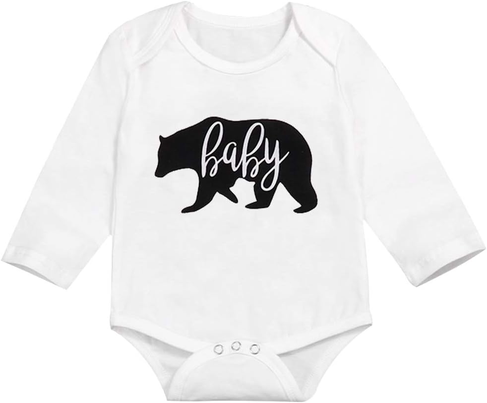 Newborn Baby Boy Clothes Baby Bear Outfits Bear Printed Onesies Romper One-Piece Clothes for Infant
