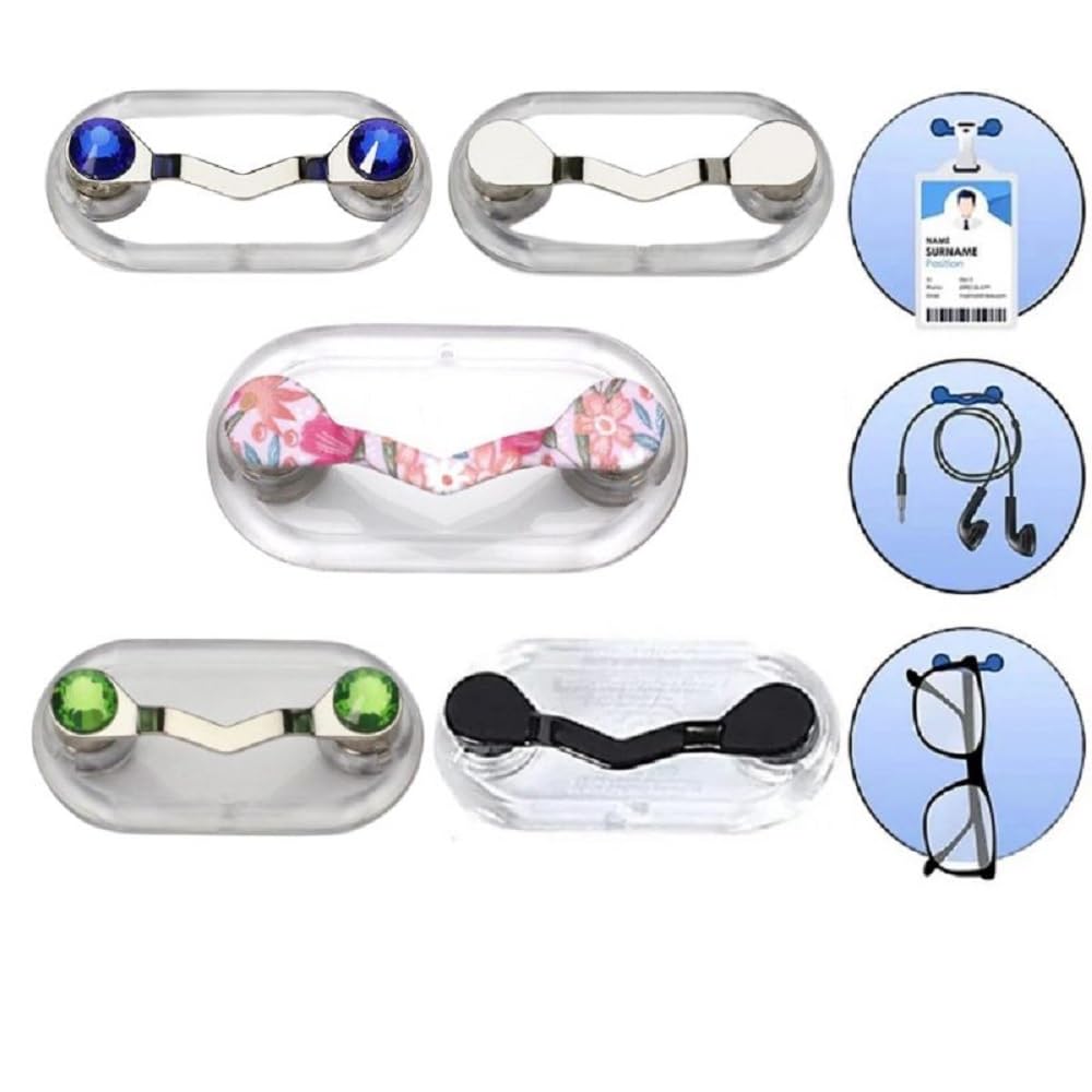 Pack of 1 Magnetic Eyeglass Holder ID Badge Holders Multifunctional Stainless Steel Glasses Clip Pin Badges Clips for Sunglasses Headphones (Green)