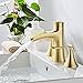 Wovier Brushed Gold Waterfall Widespread Bathroom Sink Faucet,Two Handle Three Hole Brass Lavatory Vanity Faucet,8-16 Inch Basin Mixer Tap with Pop Up Drain Assembly