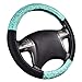 CAR PASS Lace and Spacer Mesh Steering Wheel Covers,14.5-15 Inch Car Steering Wheel Cover Fit for 95% Sedan,Vans,SUV,Coupe,Cars. Pretty Sequins Cute Women Girls(Mint Lace)