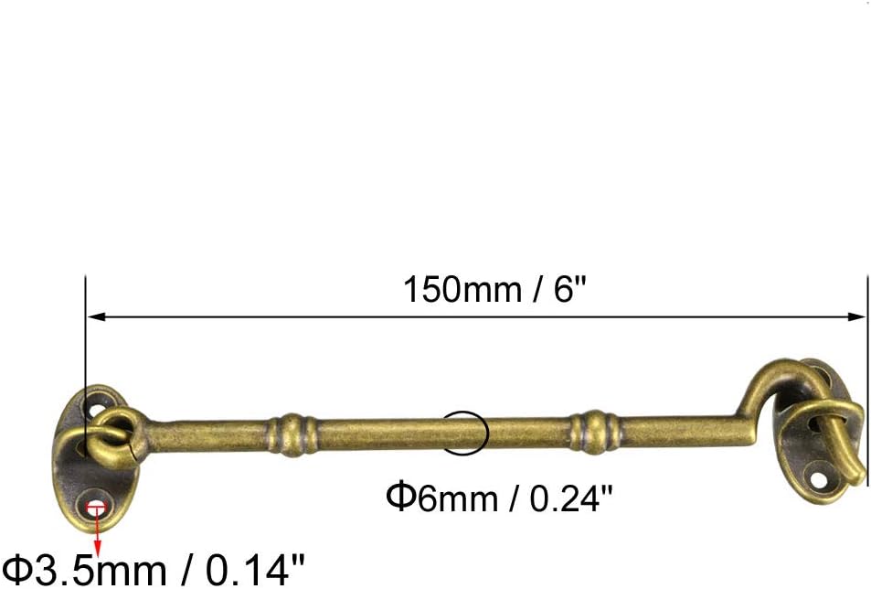 sourcing map 6" Cabin Hooks Eye Latch Door Gate Swivel Window Brass Hook with Mounting Screws Antique Bronze 1pcs - Image 3