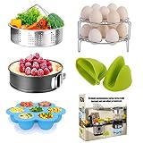 Pressure Cooker Accessories Set with Springform Pan, Vegetable Steamer Basket, Egg Rack, Egg Bites Mold, Silicone Cooking Mitts Compatible with Instant Pot 6/8 Qt