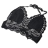 Sannysis Unpadded Bralette Bralet Bra Bustier Crop Tops Tank (M, Black)