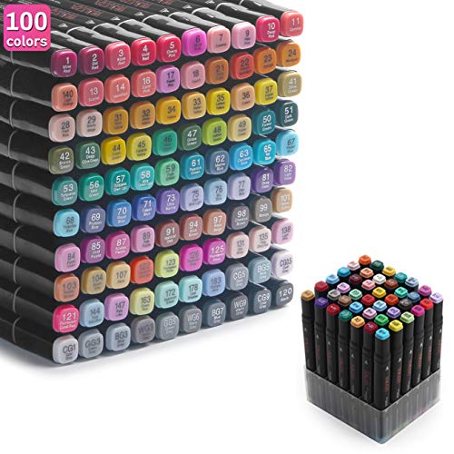 101 Colors Alcohol Markers Dual Tips Permanent Art Markers Pen for Adult, Alcohol-Based Highlighter Pen Sketch Markers for Painting, Coloring, Sketching and Drawing with carrying case