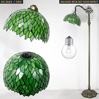 WERFACTORY Tiffany Lamp Floor Green Wisteria Stained Glass Arched Lamp 12X18X64 Inches Gooseneck Adjustable Corner… 510fwvOmrwL