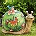 Garden Statue Snail Figurine - Solar Powered Outdoor Lights for Patio Lawn Yard Decorations, 10 x 8.5 Inch, Housewarming Gift primary