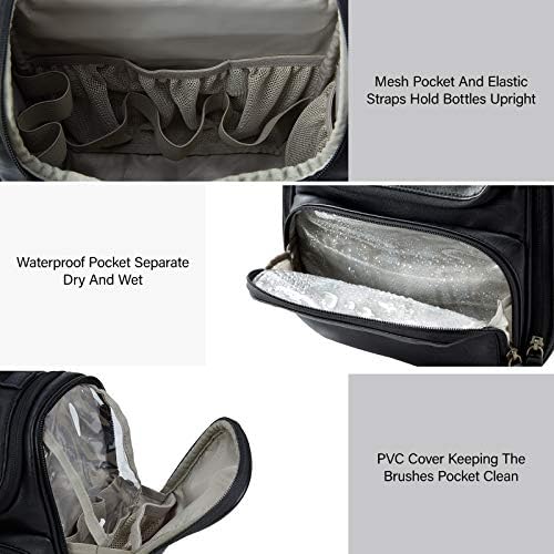 Toiletry Bag, BAGSMART Hanging Leather Toiletry Kit Large Women Mens Travel Organizer Water-resistant for Full Sized Container, Toiletries, Brushes Shaving(Black) 3 Toiletry Bag, BAGSMART Hanging Leather Toiletry Kit Large Women Mens Travel Organizer Water-resistant for Full Sized Container, Toiletries, Brushes Shaving(Black)