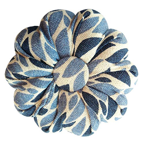 CUSHYSTORE Leave Navy Blue Pincushion Garden White Leaf Pin Needle Cushion Cute Small Size Pumpkin Pins Needles Holder Safety for Sewing Girl Women Gift Craft Handmade Quilting 3.5 Inch - Thumbnail 4
