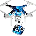 MightySkins Skin Compatible with DJI Phantom 3 Standard Quadcopter Drone wrap Cover Sticker Skins Blue Flames