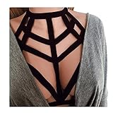Harness Bra,Febecool Womens Sexy Hollow Harness Bra Strappy Elastic Cage Bra (Medium, Black)