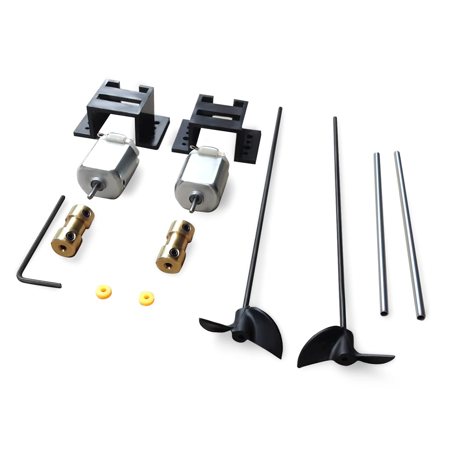 XBERSTAR Double 130 Motors RC Boat Drive Set Motor Seat 12CM Shaft Propellers RC Model Ship DIY Kit (130 Motors RC Boat Drive)