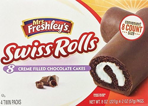 Mrs Freshley 's Swiss Rolls 8 Creme Filled Chocolate Cakes 8 Oz