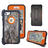 iPhone 7 Plus Camo Case, Harsel Defender Series Heavy Duty Tree Camouflage Impact Tough Hybrid Rugged Armor Military w/ Belt Clip Built-in Screen Protector Case Cover for iPhone 7 Plus (Tree Orange)