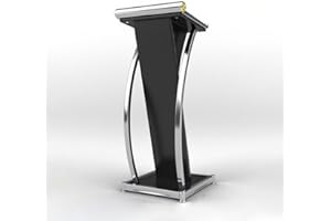 Modern Minimalist Podium Stand, Laptop Desk for Presentations, Small Conference Lectern, Classroom Podium, Church Pulpit(Blac