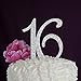 Ella Celebration 16 Cake Topper 16th Birthday Sweet 16 Party Supplies Decoration Ideas Silver Rhinestone Number (Silver)