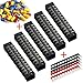 MILAPEAK Terminal Block and Strip - 5pcs 12 Position 600V 15A Dual Row Screw Terminals Strip with Cover+5pcs Pre-Insulated Barrier Jumper Strips Black & Red+ Spade Fork Wire Connectors