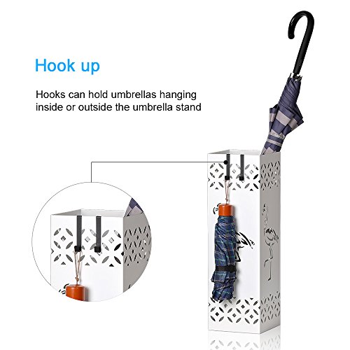 Umbrella Stand Holder Extra Large Umbrella Rack for Canes Walking Sticks Umbrella Container with Removable Drip Tray and 2 Hooks