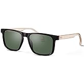 AVAWAY Polarized Sunglasses Men UV 400 Protection Rectangle Frame Sculpted Filigreed Corewire Arm Category 3 Sun Shades