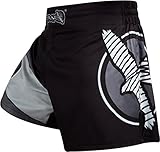 Hayabusa Kickboxing MMA Shorts (Black/Grey, 32)