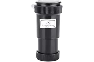 Pupilash 3X Barlow Lens, 0.96" (24.5mm), Plastic, 3X Magnification, Compatible with 0.965" Eyepieces, Black, for Astronomic T