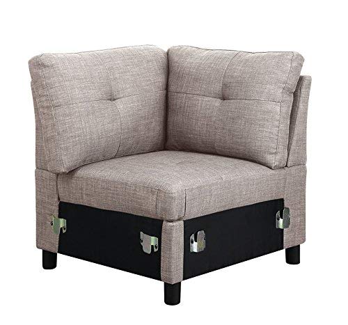 DAZONE Modular Sectional Sofa Assemble 7-Piece Modular Sectional Sofas Bundle Set Cushions, Easy to Assemble Left & Right Arm Chair,Armless Chair, Corner Chair,Ottomans Table Light Gray