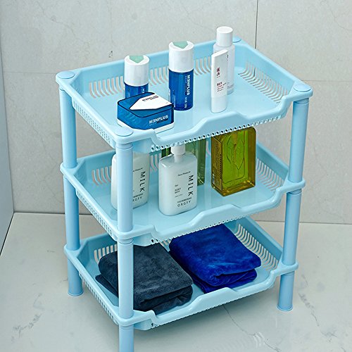 YIUHART Plastic Small Storage Shelves Plastic Basket Square 3 Layers