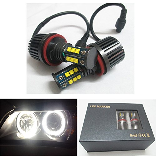 GFJMC H8 120W CREE LED Halo Headlight Bulbs 6500K Angel Eyes for BMW