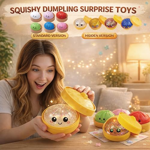 Glitter Dumplings - Rainbow Glittering Dumpling Squishy Mystery Box，Mystery Dumplings Squishy Glitter (Blind Box)