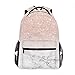 doormatscool Modern Artificial Rose Gold Pink Bright White Marble bags for Men, Cute Casual Backpack Travel Bags Women Daypack Travel Bag
